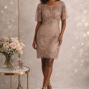 Adrianna Papell Beaded Short Dress